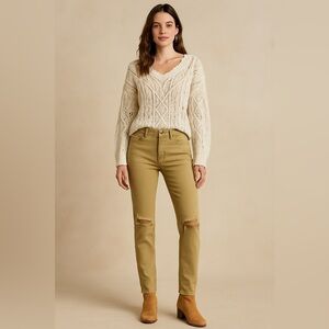 Free People Khaki Skinny Jeans Size 25